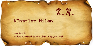 Künstler Milán névjegykártya